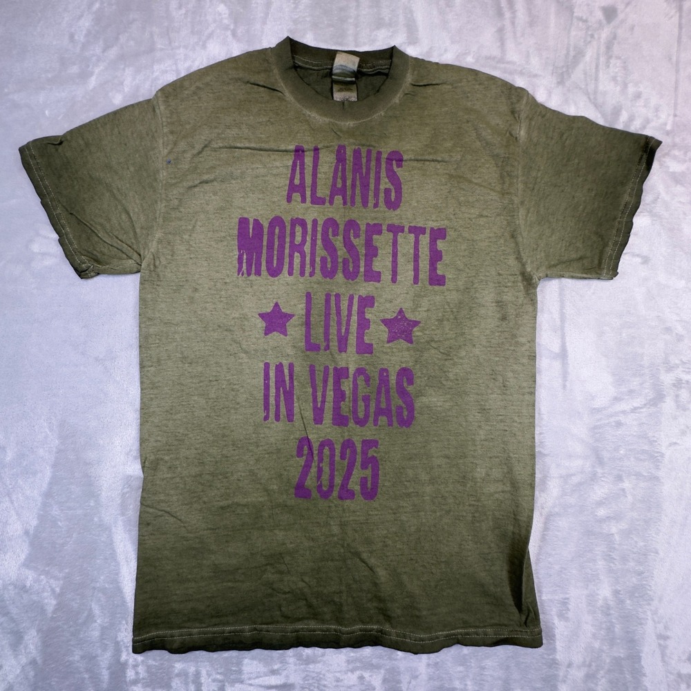 Colortone T-Shirt Unisex Medium Green Alanis Morissette Live In Vegas‎ 2025 Tee